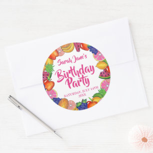 Tropical Fruit Banana Watermelon Birthday Party Classic Round Sticker