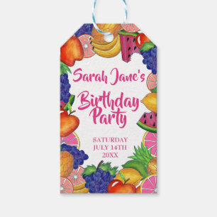 Tropical Fruit Banana Watermelon Birthday Party Gift Tags