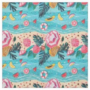 Tropical Fruit & Beach Umbrella Fabric