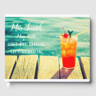 Tropical Fruit cocktail pool 21st birthday Guest Book