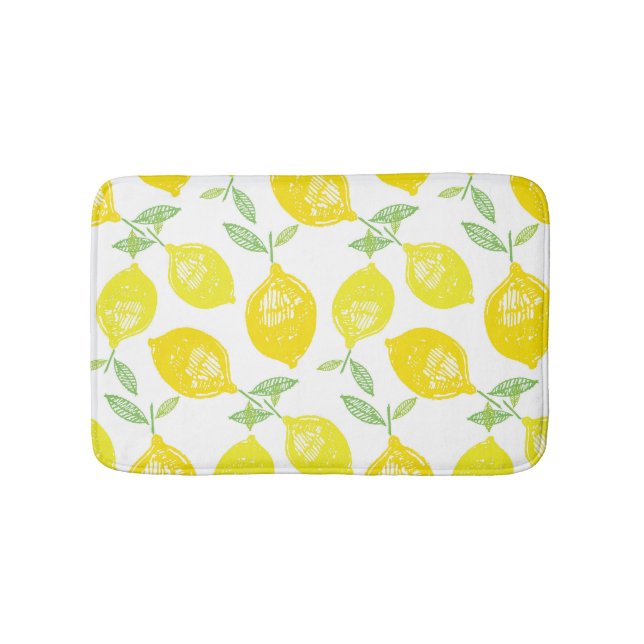 Tropical Fruit Doodle Pattern Bath Mat (Front)