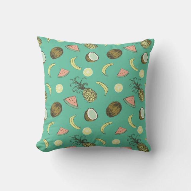 Tropical Fruit Doodle Pattern Cushion (Front)