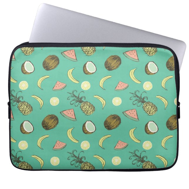 Tropical Fruit Doodle Pattern Laptop Sleeve (Front)