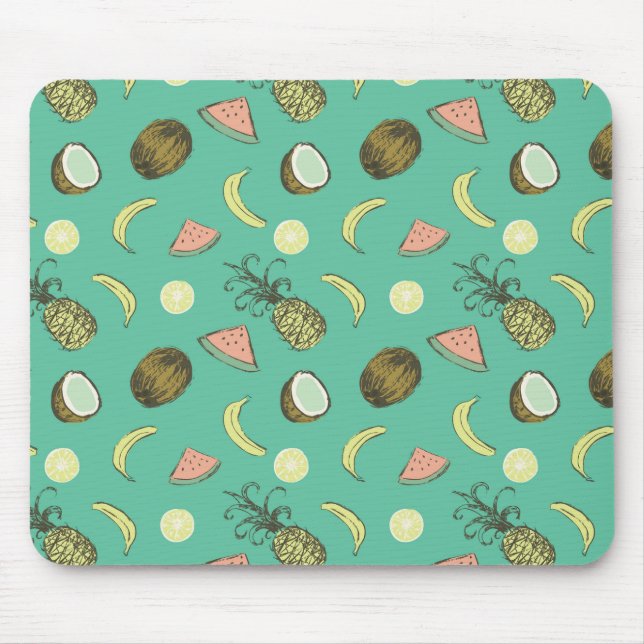Tropical Fruit Doodle Pattern Mouse Pad (Front)