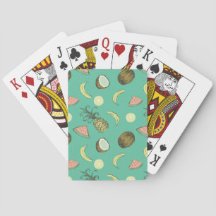 Tropical Fruit Doodle Pattern Playing Cards