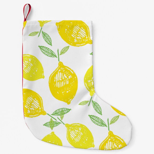Tropical Fruit Doodle Pattern Small Christmas Stocking (Front)
