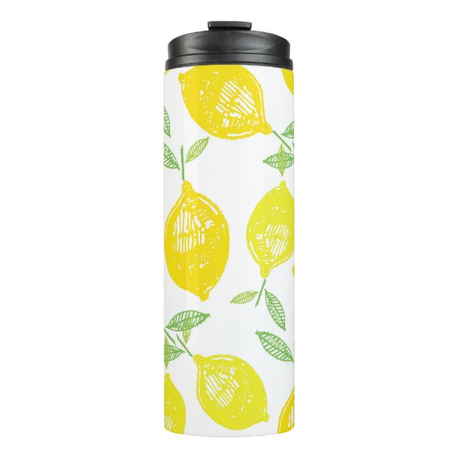 Tropical Fruit Doodle Pattern Thermal Tumbler (Front)