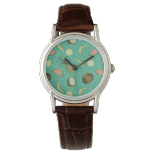 Tropical Fruit Doodle Pattern Watch