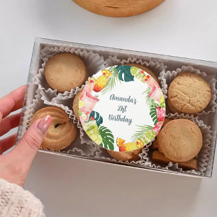 Tropical Fruit Drinks Pool Party Adult Birthday Classic Round Sticker