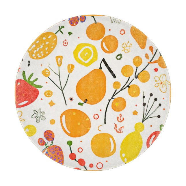 Tropical Fruit Fiesta Pattern Cutting Board (Front)