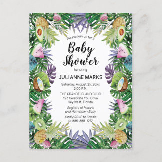 Tropical Fruit | Greenery Summer Baby Shower Invitation Postcard