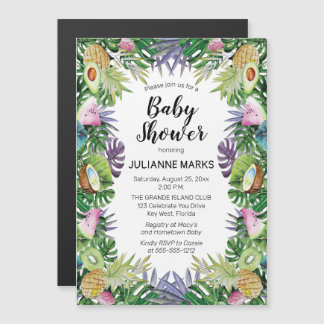 Tropical Fruit | Greenery Summer Baby Shower Magnetic Invitation
