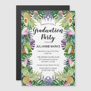 Tropical Fruit   Greenery Summer Graduation Party Magnetic Invitation