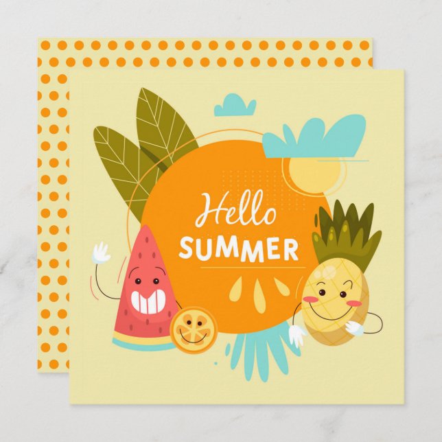 Tropical Fruit Hello Summer Greeting Card (Front/Back)