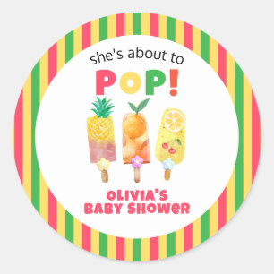 Tropical Fruit Ice Cream Ready To Pop Baby Shower Classic Round Sticker