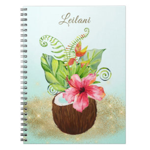 Tropical Fruit Island Paradise Coconut Flowers Notebook