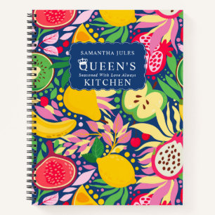 Tropical Fruit Monogram Summer Pattern Recipes Notebook