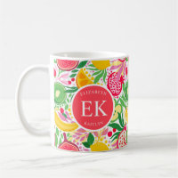 Tropical Fruit Monogram Watercolor Summer Pattern