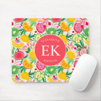 Tropical Fruit Monogram Watercolor Summer Pattern