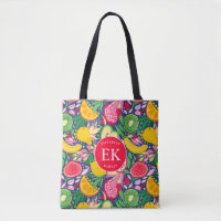 Tropical Fruit Monogram Watercolor Summer Pattern