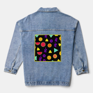 Tropical Fruit Neon Paradise Pattern Denim Jacket