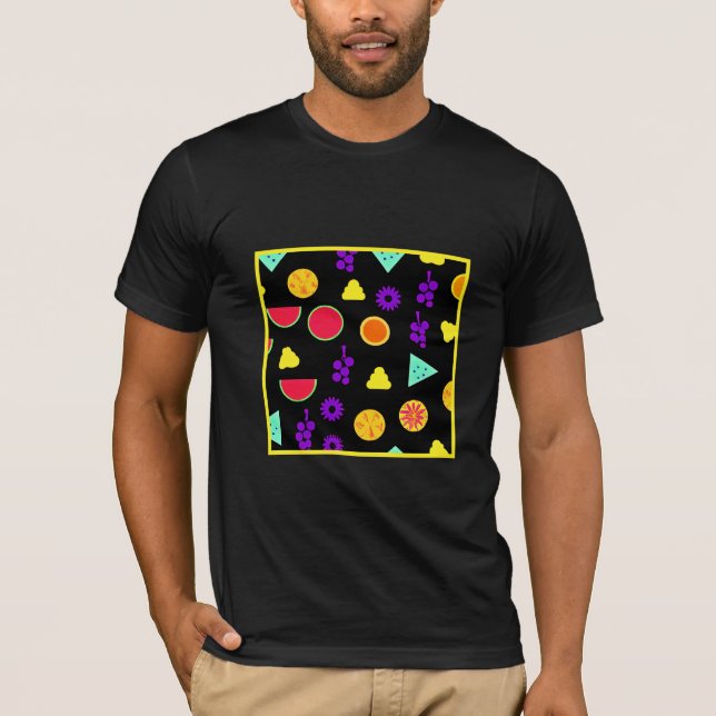 Tropical Fruit Neon Paradise Pattern T-Shirt (Front)