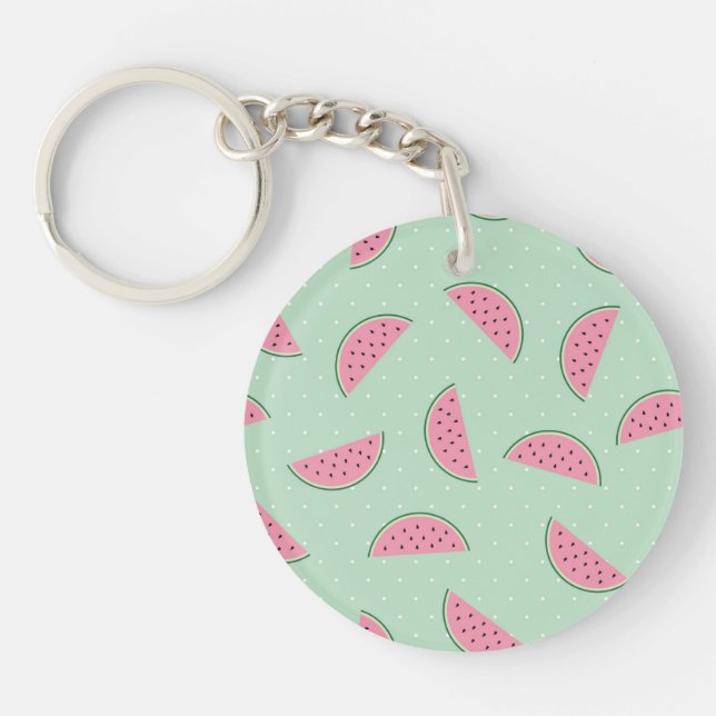 Tropical Fruit Paint Splatter Pattern Key Ring (Front)