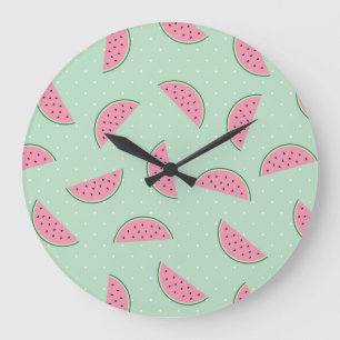 Tropical Fruit Paint Splatter Pattern Large Clock