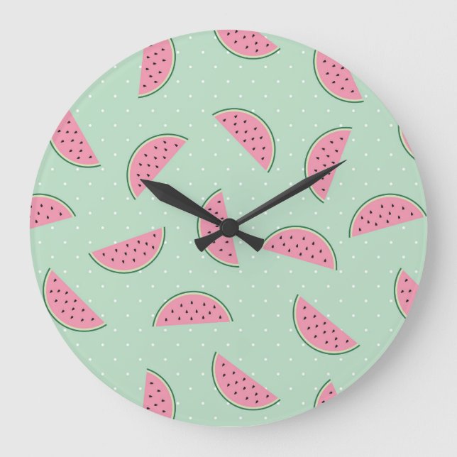 Tropical Fruit Paint Splatter Pattern Large Clock (Front)
