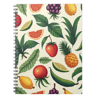 tropical fruit pattern design notebook