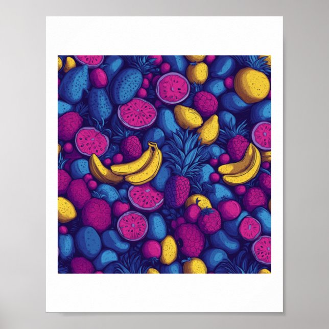 Tropical Fruit Pattern – Exotic Vibrant Design Sti Poster (Front)