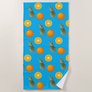 Tropical Fruit Pinapple Orange Pattern Beach Towel