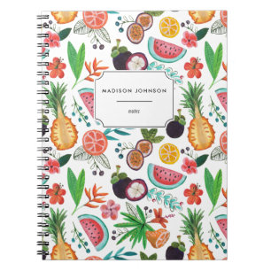 Tropical Fruit Pineapple Flowers Photo Notebook