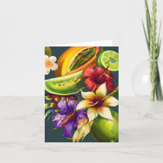 Tropical Fruit Plants Flowers Painting Napkins Tha Thank You Card