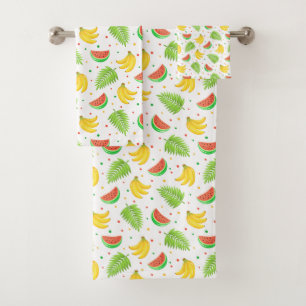 Tropical Fruit Polka Dot Pattern Bath Towel Set