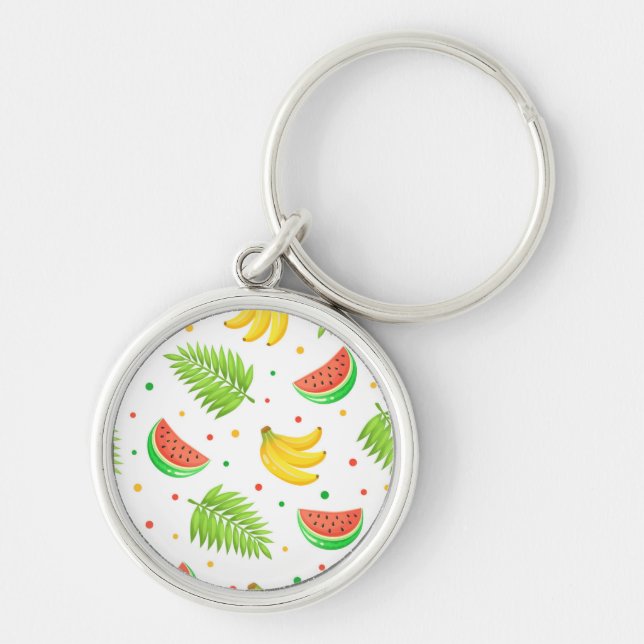 Tropical Fruit Polka Dot Pattern Key Ring (Front)