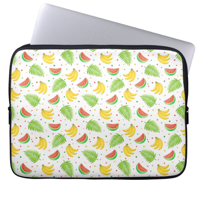 Tropical Fruit Polka Dot Pattern Laptop Sleeve (Front)