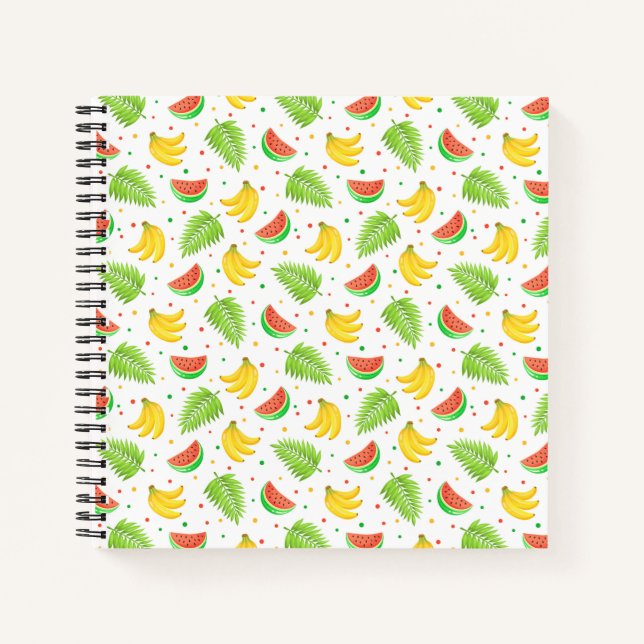 Tropical Fruit Polka Dot Pattern Notebook (Front)