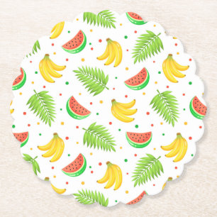 Tropical Fruit Polka Dot Pattern Paper Coaster
