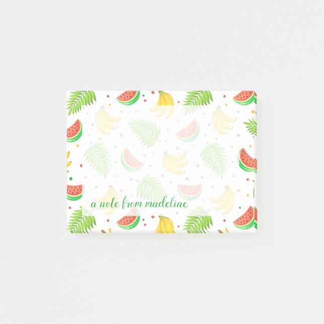 Tropical Fruit Polka Dot Pattern Post-it Notes (Front)