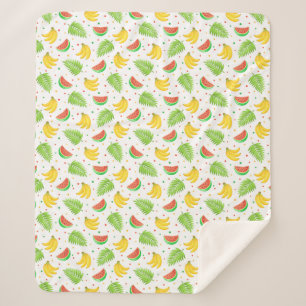 Tropical Fruit Polka Dot Pattern Sherpa Blanket