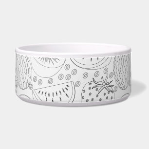 Tropical fruit seamless pattern black and white