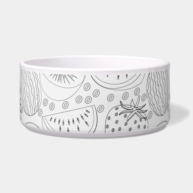 Tropical fruit seamless pattern black and white (Front)