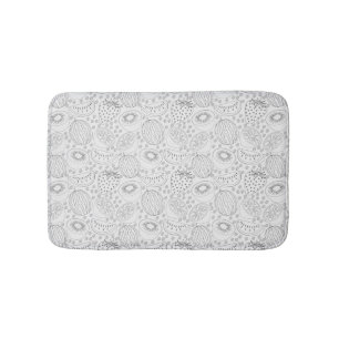 Tropical fruit seamless pattern black and white bath mat
