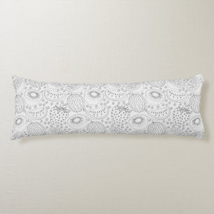 Tropical fruit seamless pattern black and white body cushion