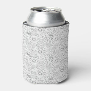 Tropical fruit seamless pattern black and white can cooler