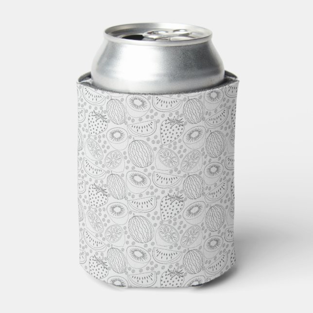 Tropical fruit seamless pattern black and white can cooler (Can Front)