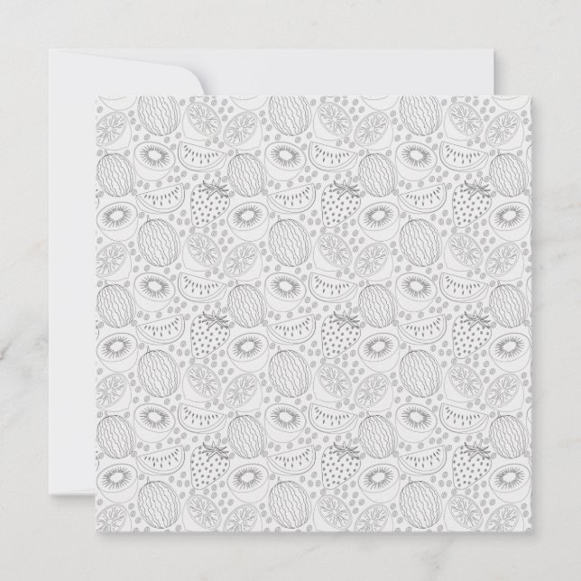 Tropical fruit seamless pattern black and white card (Front)