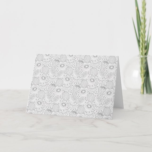 Tropical fruit seamless pattern black and white card (Front)
