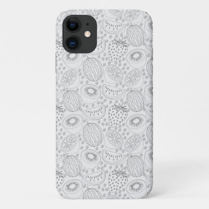Tropical fruit seamless pattern black and white iPhone 11 case